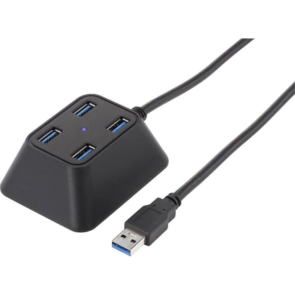 4-portni USB 3.0 hub statusne LED diode Renkforce Desktop crni slika