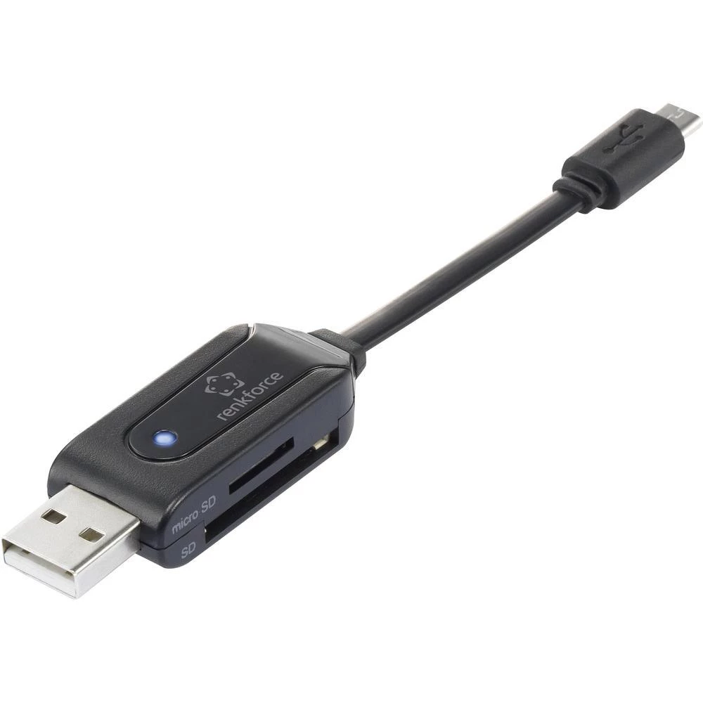Eksterni čitač memorijskih kartica USB 2.0 Renkforce sa OTG funkcijom crna slika