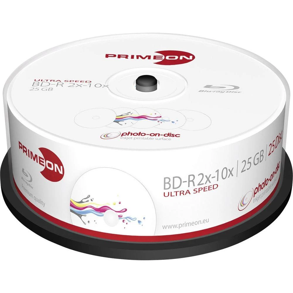 Blu-ray diskovi BD-R Primeon 25 GB 2761309 okrugla kutija ispisivi 10 komada slika