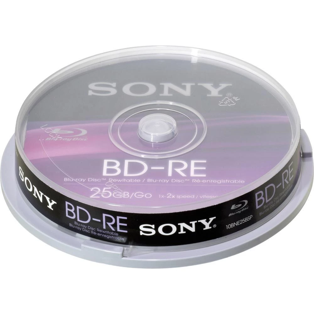 Blu-ray diskovi BD-RE Sony 25 GB 10BNE25SP okrugla kutija RW 10 komada slika