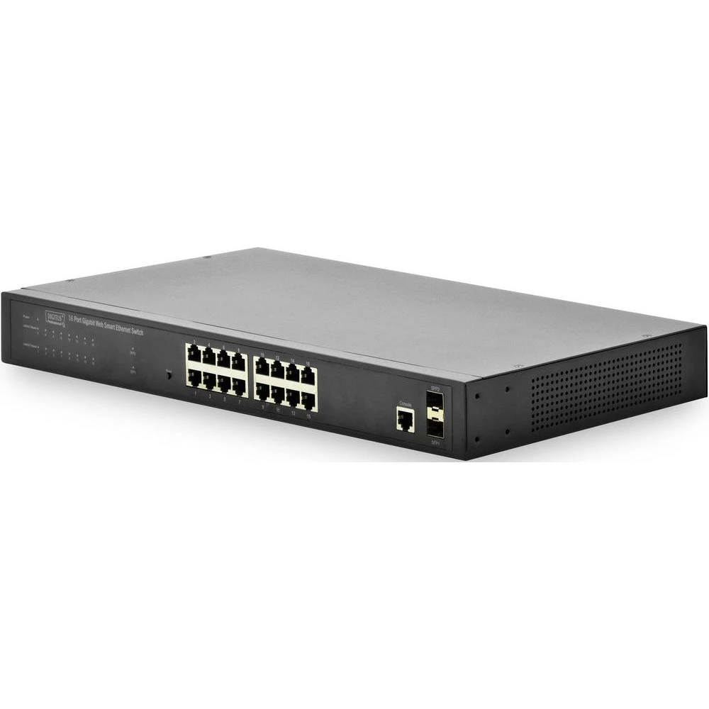 Mrežni preklopnik RJ45 Web Smart Digitus gigabit ethernet16-portni switch, 2 com slika