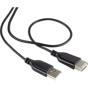 USB 2.0 produžni kabel [1x USB 2.0 utikač A - 1x USB 2.0 utičnica A] 1 m crni, i slika