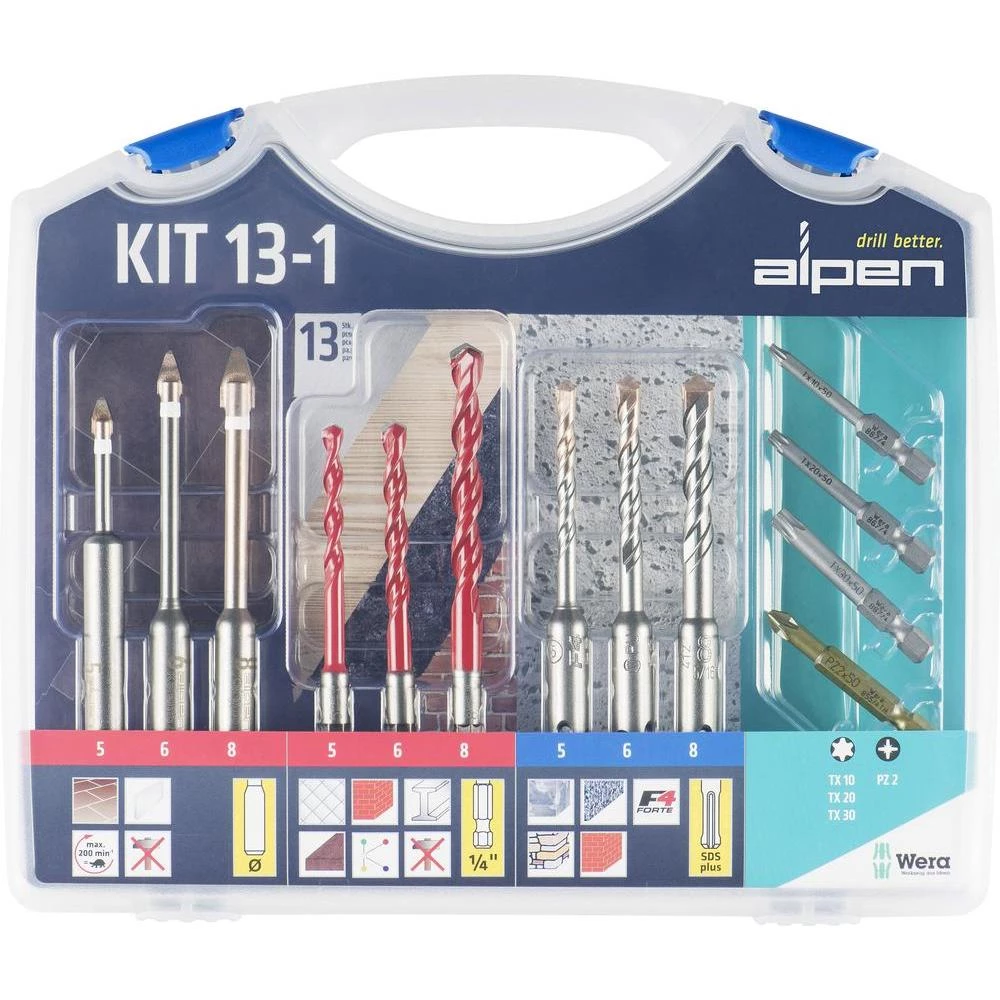 Univerzalna svrdla Alpen KIT 13, 13-dijelni komplet slika