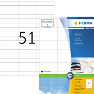 Herma 4459 univerzalne naljepnice 70 x 16.9 mm papir bijela 5100 St. trajno prianjanje  tintni pisač, laserski pisač, la slika
