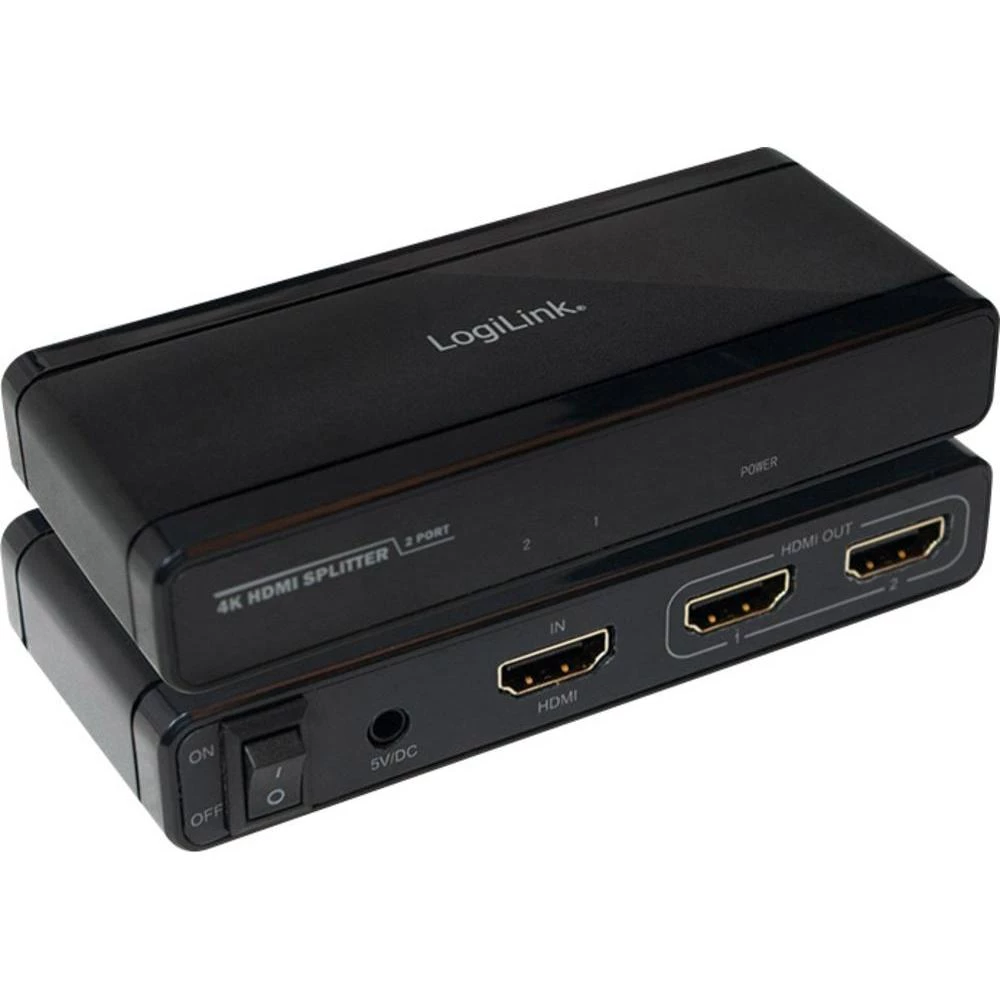 2-portni HDMI razdjelnik LogiLink Ultra HD sposoban 3840 x 2160 piksela, crna slika