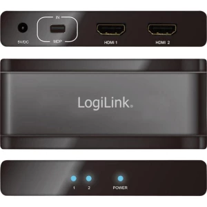 2-portni Mini DisplayPort razdjelnik LogiLink Ultra HD sposoban 3840 x 2160 piksela, crna slika