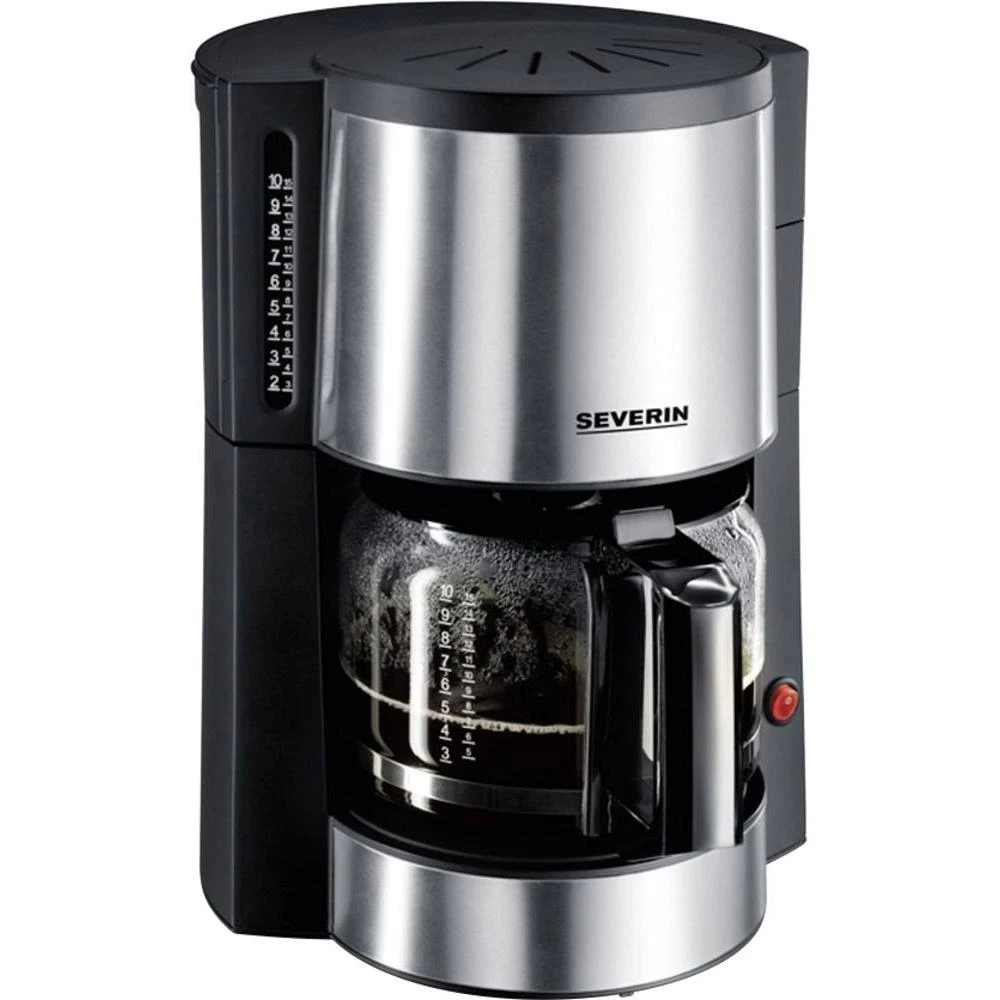 Aparat za kavu KA 4312 Severin plemeniti čelik (brušeni), crna zapremina šalica=10 funkcija održavanja topline slika