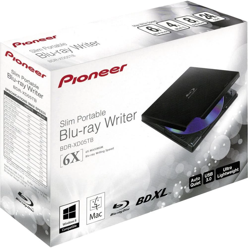 Blu-ray pržilica vanjska BDR-XD05TB Pioneer Retail USB 3.0 crna slika