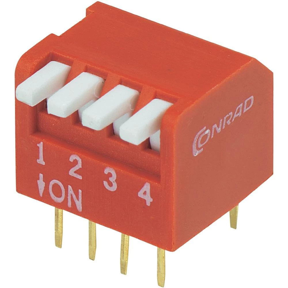 DIP prekidač DP-04 Conrad broj polova: 4, piano tip, 1 komad slika