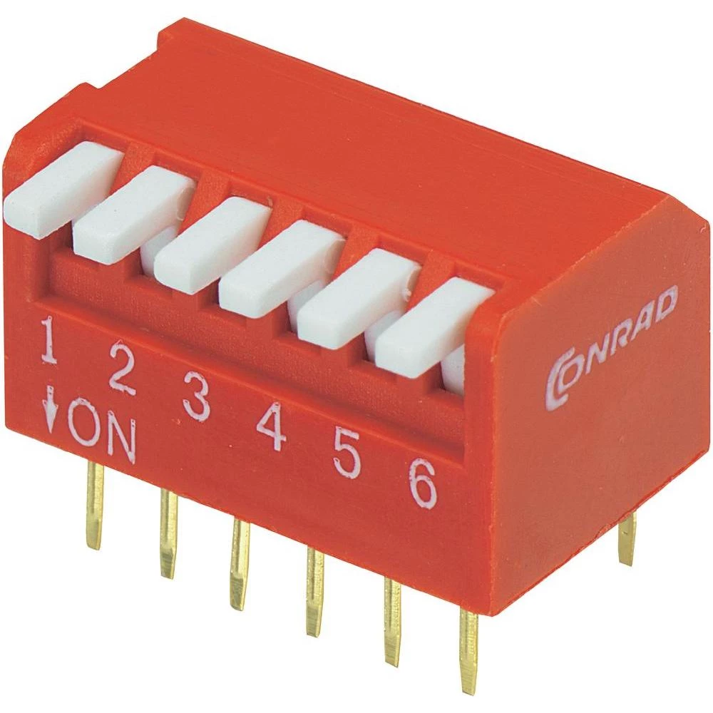 DIP prekidač DP-06 Conrad broj polova: 6, piano tip, 1 komad slika