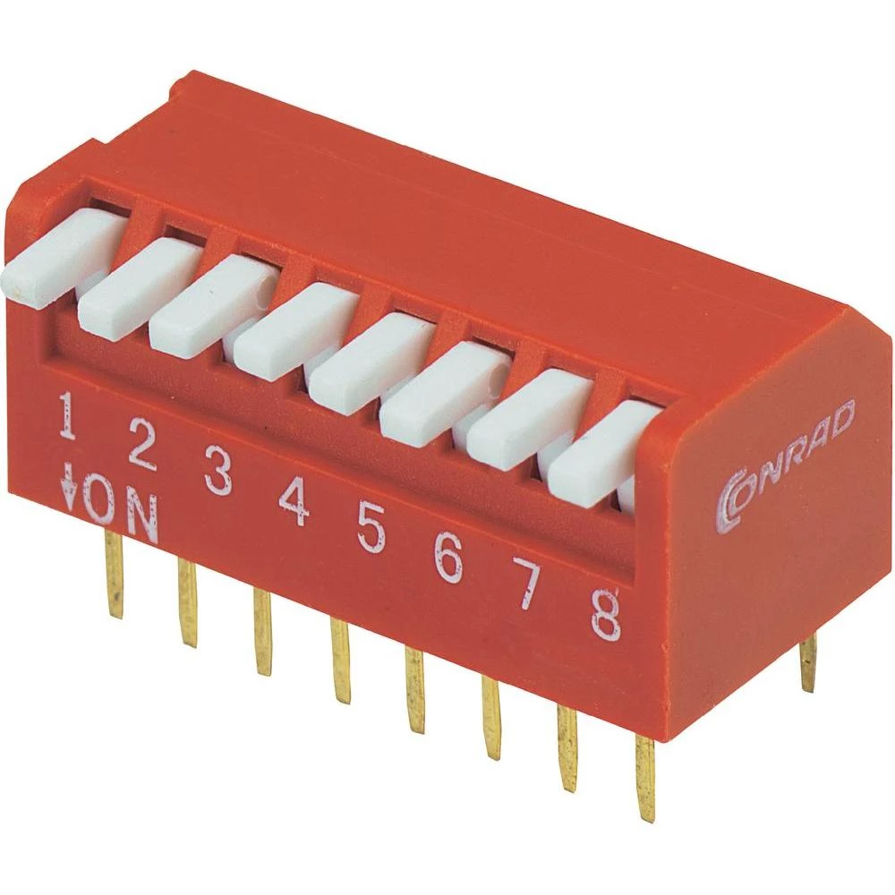DIP prekidač DP-08 Conrad broj polova: 8, piano tip, 1 komad slika