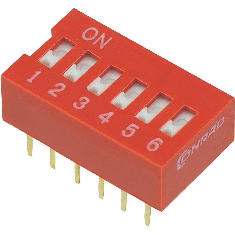 DIP prekidač DSR-06 Conrad broj polova: 6, klizni tip, 1 komad slika
