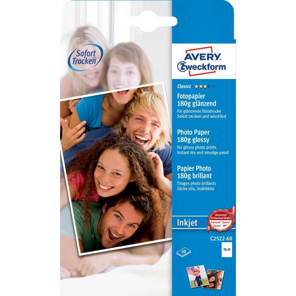 Foto papir C2522-60 Avery-Zweckform Classic Photo Paper Inkjet 10 x 15 cm, 180 g/m, 60 listova, sjajni slika
