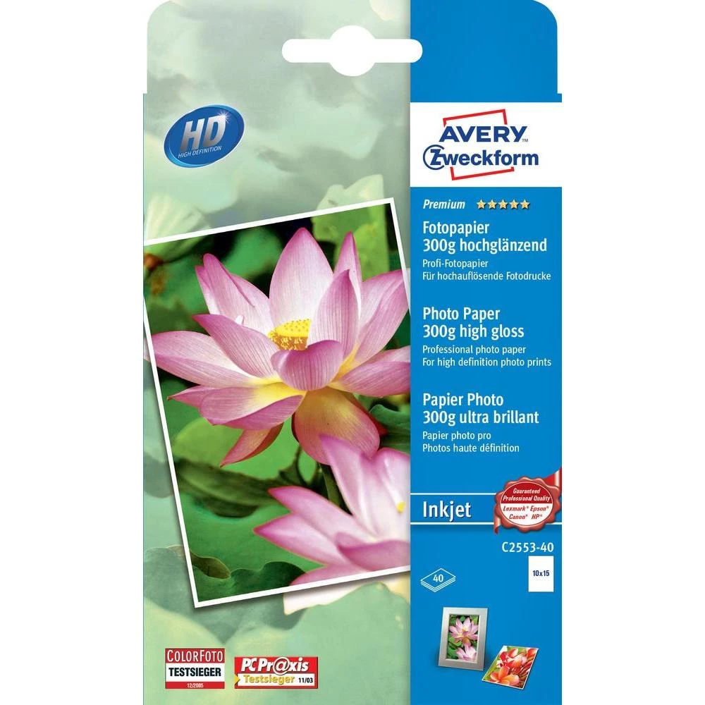Foto papir C2553-40 Avery-Zweckform Premium Photo Paper Inkjet 10 x 15 cm, 300 g/m, 40 listova, visoki sjaj slika