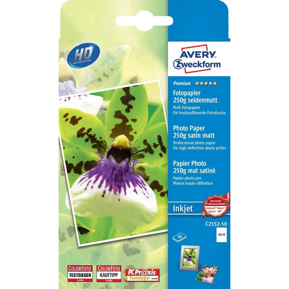 Foto papir C2552-50 Avery-Zweckform Premium Photo Paper Inkjet 10 x 15 cm, 250 g/m, 50 listova, svileni mat slika