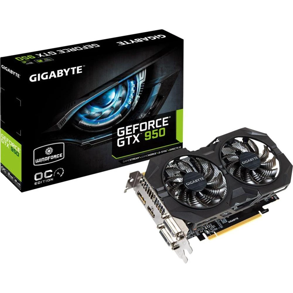 Grafička kartica GTX950 Gigabyte Nvidia GeForce Windforce Overclocked 2 GB GDDR5-RAM HDMI™, DVI, DisplayPort slika