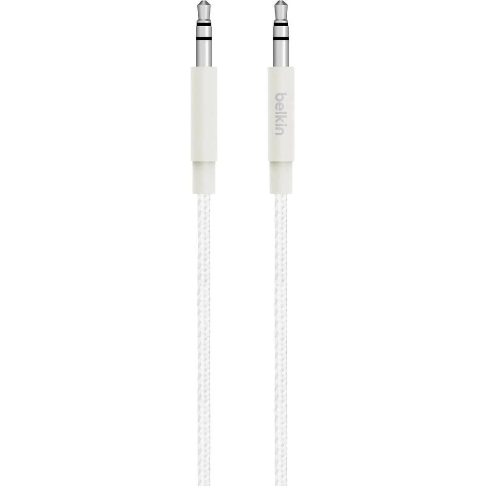 Jack audio priključni kabel [1x jack utikač 3.5 mm - 1x jack utikač 3.5 mm] Belkin 1.20 m, bijela, oplašten slika