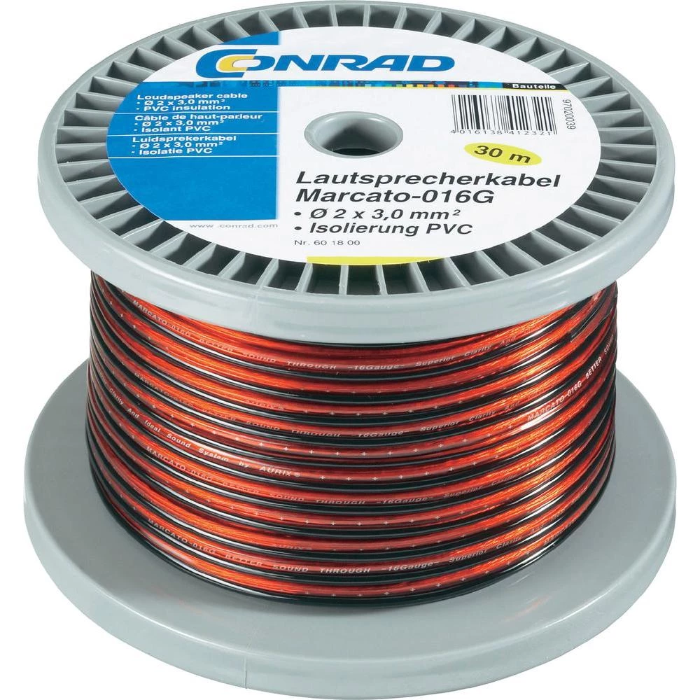 Kabel za zvučnike 93003c17 Conrad 2 x 1.35 mm, crvena, crna, 100 m slika