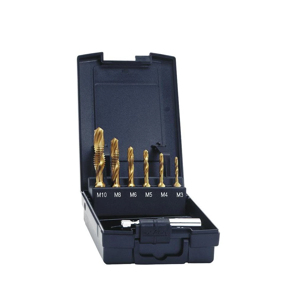 Kombinirano narezno svrdlo, 7-delni komplet, metrički navoj M3, M4, M5, M6, M8, M10 narezivanje u desno Exact 05887 HSS-E 1 set slika