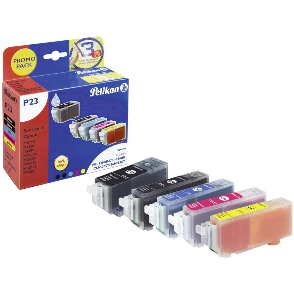 Kompatibilna patrona za pisače, kombinovano pakovanje Pelikan P23 zamjenjuje Canon PGI-525, CLI-526 crna, foto crna, cijan, mage slika