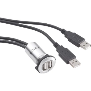 Ugradbena dvostruka USB utičnica USB-06 Conrad 2 x USB utičnica tip A na 2 x USB utikač tip A sa kablom od 60 cm sadržaj: 1 komad slika
