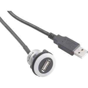 Ugradbena USB utičnica USB-05-BK Conrad USB utičnica tip A, osvjetljena na USB utikač tip A sa kablom od 60 cm sadržaj: 1 komad slika