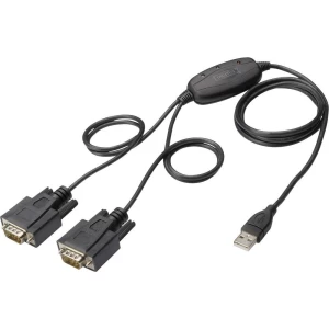 USB 1.1, serijski priključni kabel [1x USB 2.0 utikač A - 2x D-SUB utikač 9pol.] Digitus 1.20 m, crna slika