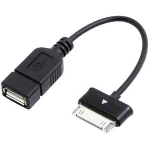 USB 2.0 priključni kabel Renkforce [1x Samsung utikač - 1x USB 2.0 utičnica A] 0.10 m crna sa OTG funkcijom, pozlaćeni utični kontakt slika