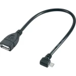 USB 2.0 priključni kabel Renkforce [1x USB 2.0 utikač mikro B - 1x USB 2.0 utičnica A] 0.10 m crna sa OTG funkcijom, pozlaćeni utični kontakt