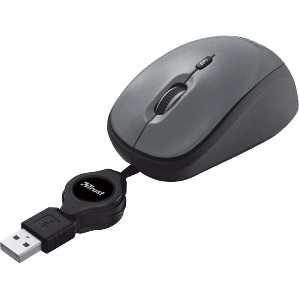USB miš Yvi Retractable Trust sa uvlačenjem kabla crna slika