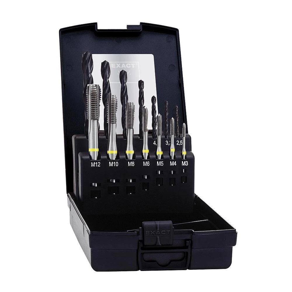 Strojno narezno svrdlo, 14-delni komplet, metrički navoj, narezivanje u desno Exact 05118 DIN 371, DIN 376 HSS-E oblik B 1 set slika