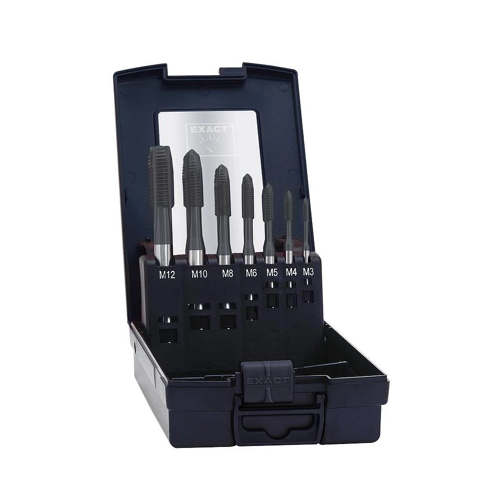 Strojno narezno svrdlo, 7-delni komplet, metrički navoj, narezivanje u desno Exact 02494 DIN 371, DIN 376 HSS-E oblik B 1 set slika