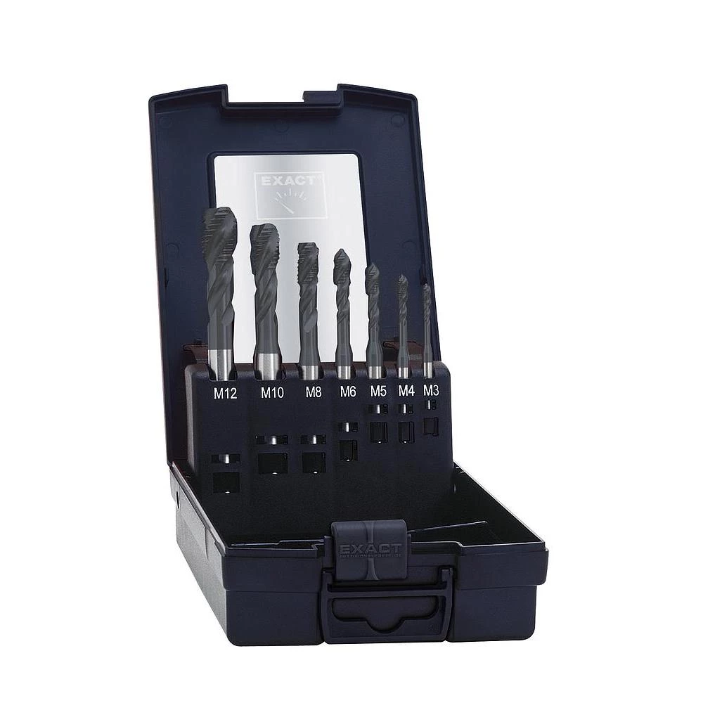 Strojno narezno svrdlo, 7-delni komplet, metrički navoj, narezivanje u desno Exact 03598 DIN 371, DIN 376 HSS-E oblik C 1 set slika