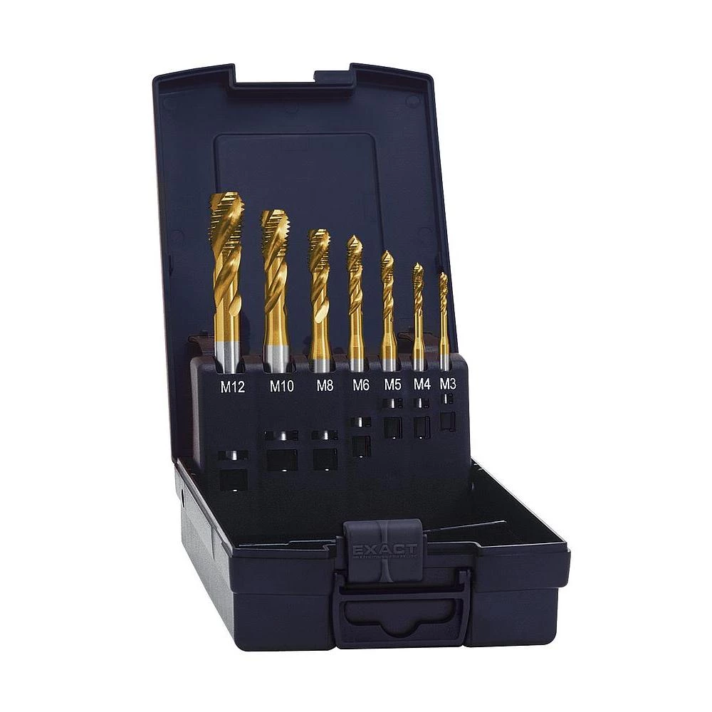 Strojno narezno svrdlo, 7-delni komplet, metrički navoj, narezivanje u desno Exact 03678 DIN 371, DIN 376 HSS-E oblik C 1 set slika