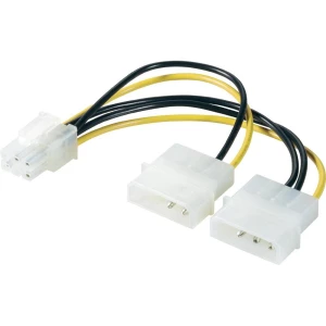 Y-kabel za napajanje [1x ATX-utikač 6 polni - 2x IDE-utikač 4 polni] 0.15 m žuto-crne boje, renkforce slika