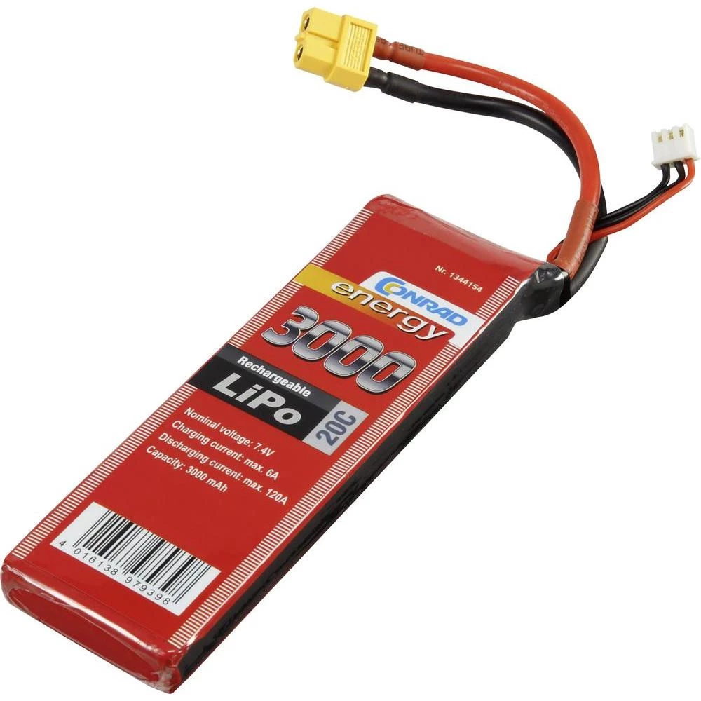 Modellbau-akumulatorski paket (LiPo) 7.4 V 3000 mAh 20 C Conrad energy Stick XT60 slika