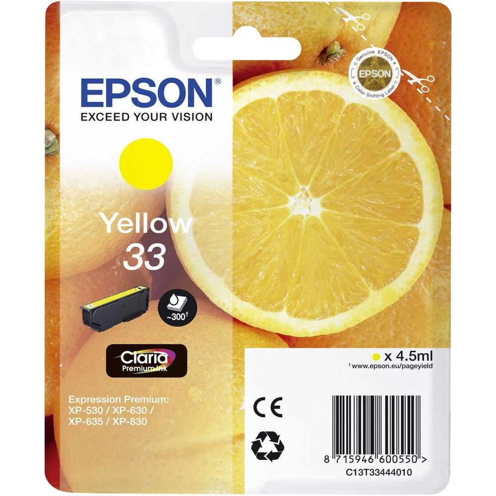 Originalna patrona za pisače Epson T3344, 33 žuta slika
