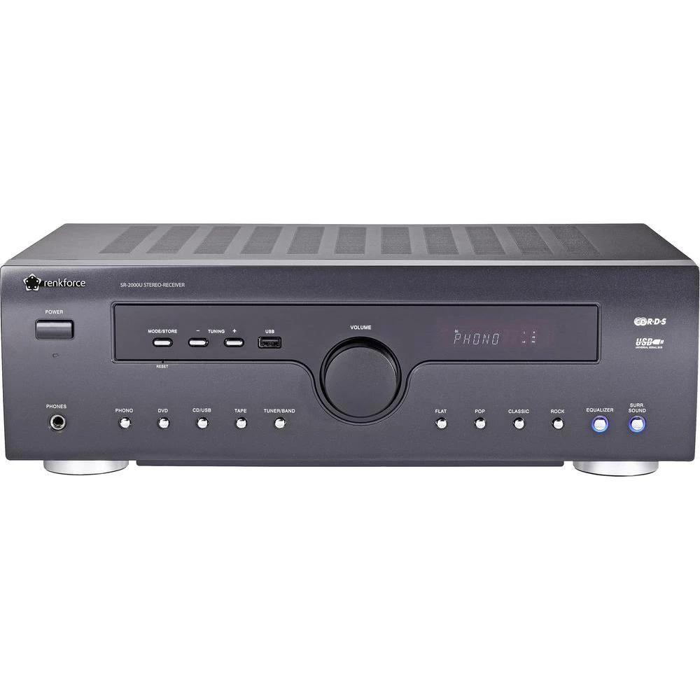 Stereo prijemnik Renkforce SR-2000U 2x50 W crne boje USB slika