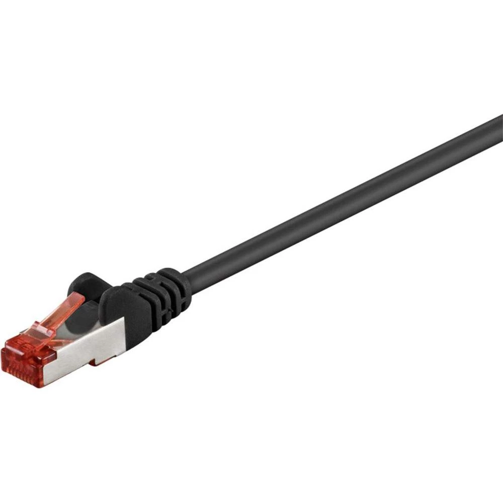 RJ45 mrežni priključni kabel CAT 6 S/FTP [1x RJ45-utikač - 1x RJ45-utikač] 0.15 m crni, pozlaćeni kontakti, Goobay slika
