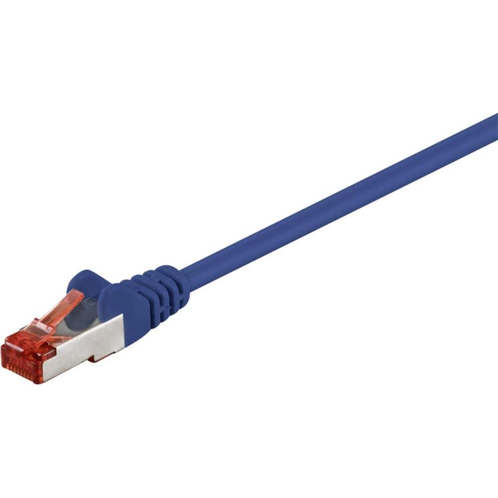 RJ45 mrežni priključni kabel CAT 6 S/FTP [1x RJ45-utikač - 1x RJ45-utikač] 0.15 m plavi, pozlaćeni kontakti, Goobay slika