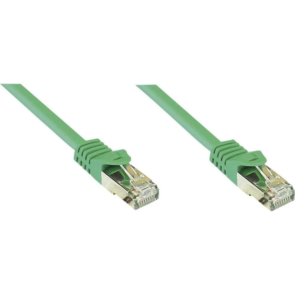 RJ45 mrežni priključni kabel CAT 7 S/FTP [1x RJ45-utikač - 1x RJ45-utikač] 1 m zeleni, vatrostalan, sa izvedbom zaštite Good Connections slika