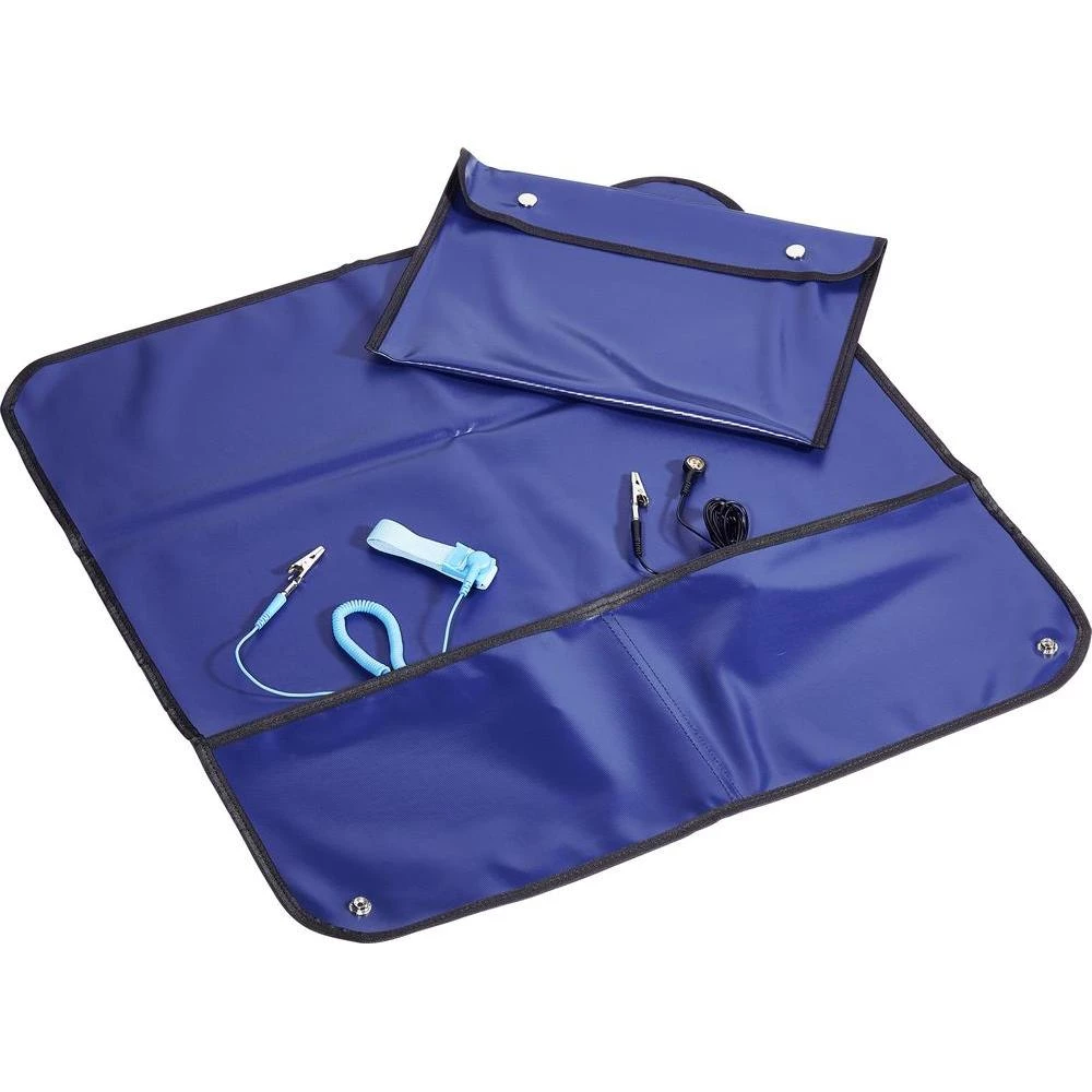 Set podloga za stol tamnoplava (D x Š) 60 xm x 60 cm Conrad ESDM-600600 uklj. kabel za uzemljenje, uklj. narukvica za uzemljenje slika