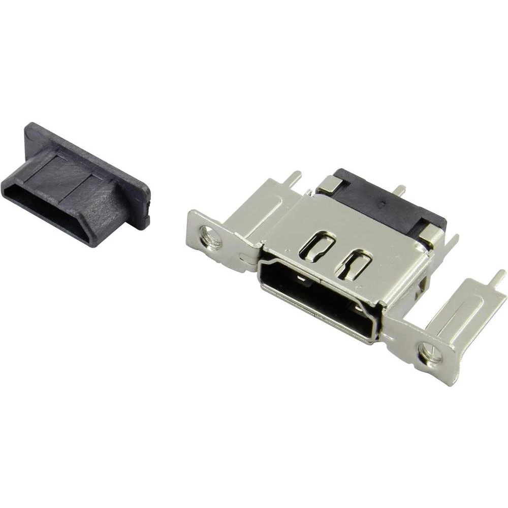 HDMI utični spojni ženski konektor Attend vodoravna ugradnja, srebrna, 1 kom. slika