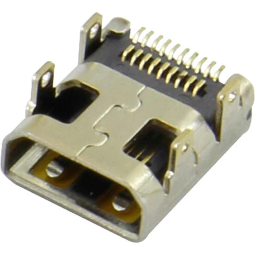 HDMI utični spojni ženski konektor Attend vodoravna ugradnja, srebrna, 1 kom. slika