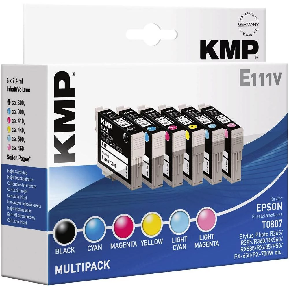 Kompatibilna patrona za pisače, kombinovano pakovanje KMP E111V zamjenjuje Epson T0801, T0802, T0803, T0804, T0805, T0806 crna, slika
