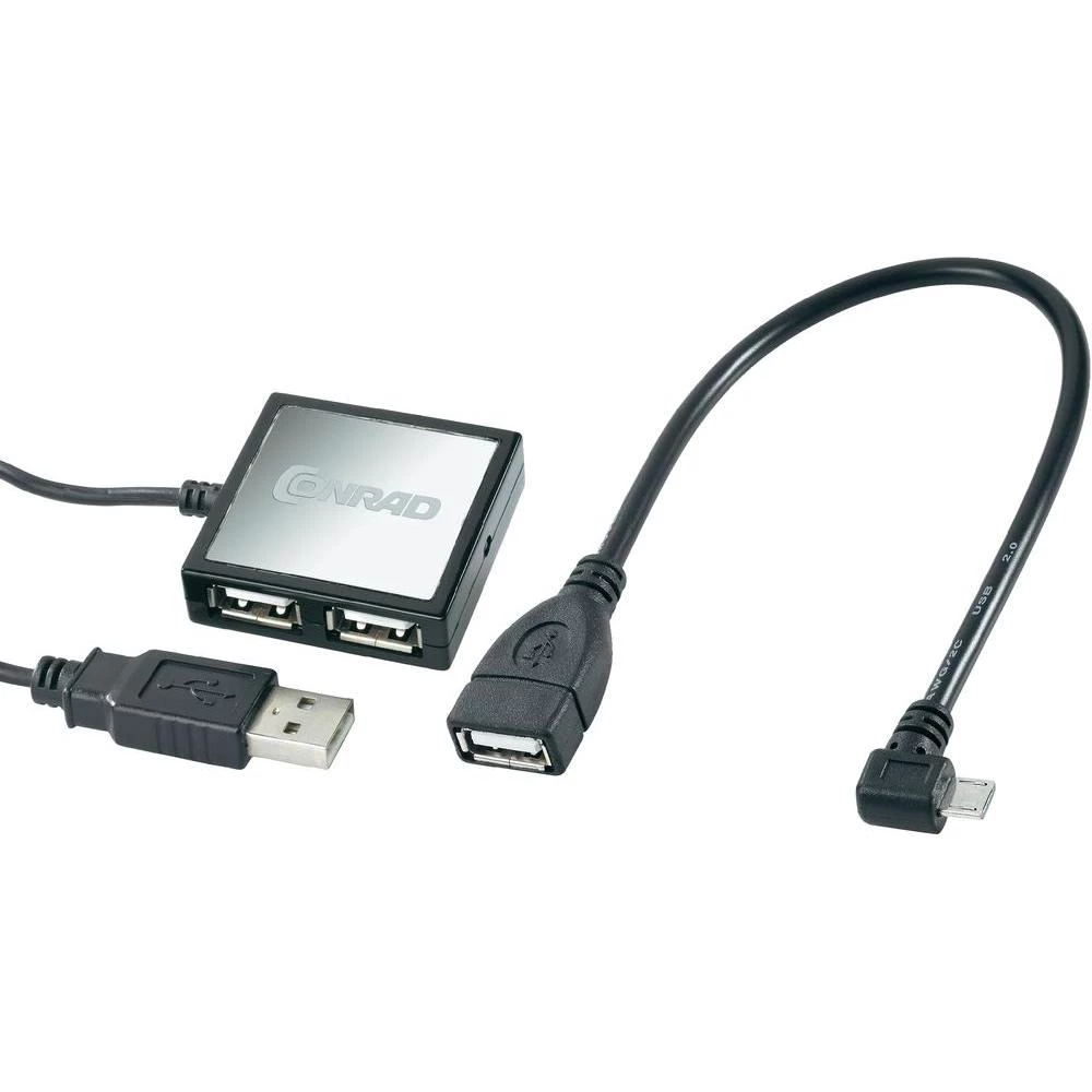 4-portni USB 2.0 hub Conrad s OTG funkcijom crni/srebrni slika