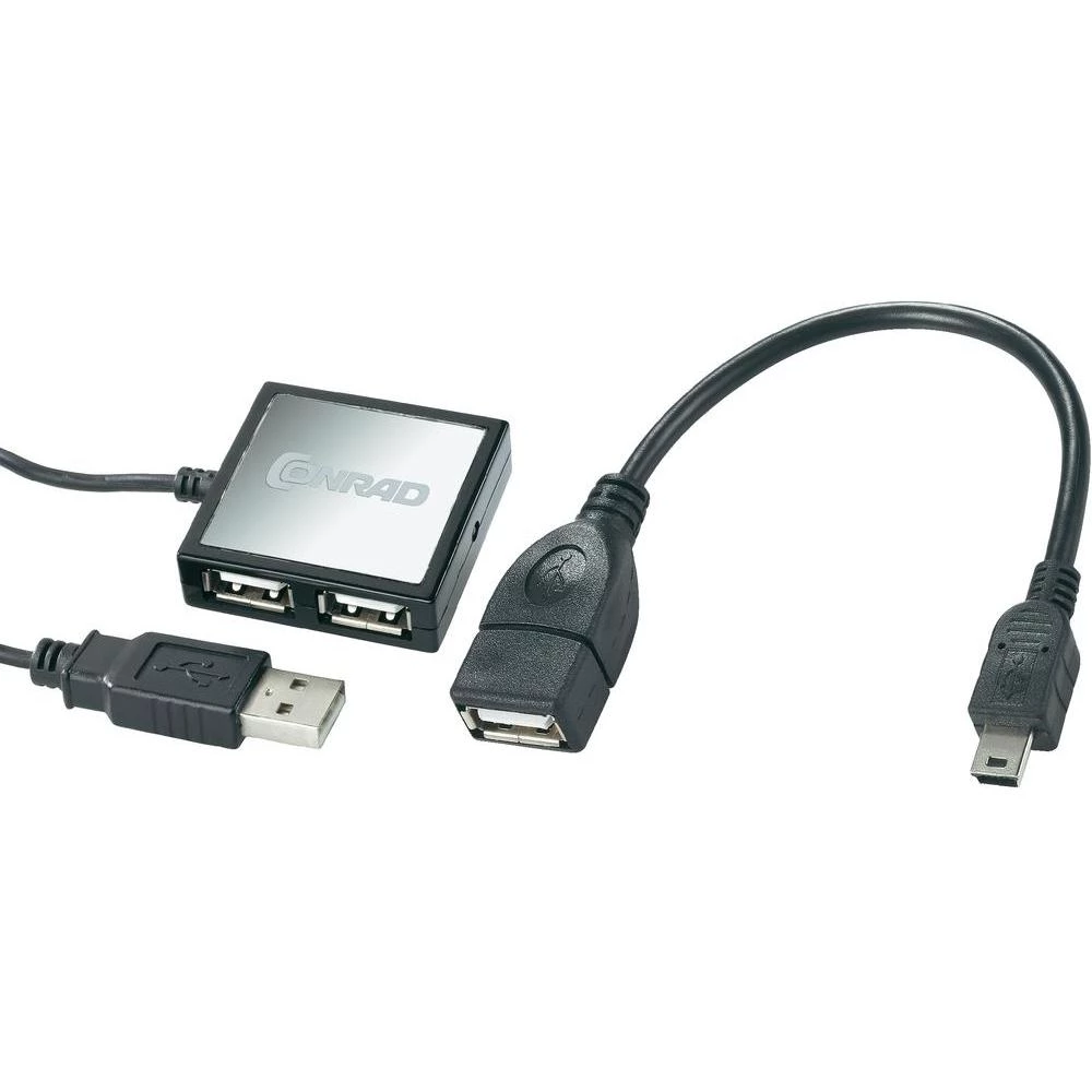 4-portni USB 2.0 hub Conrad s OTG funkcijom crni/srebrni slika