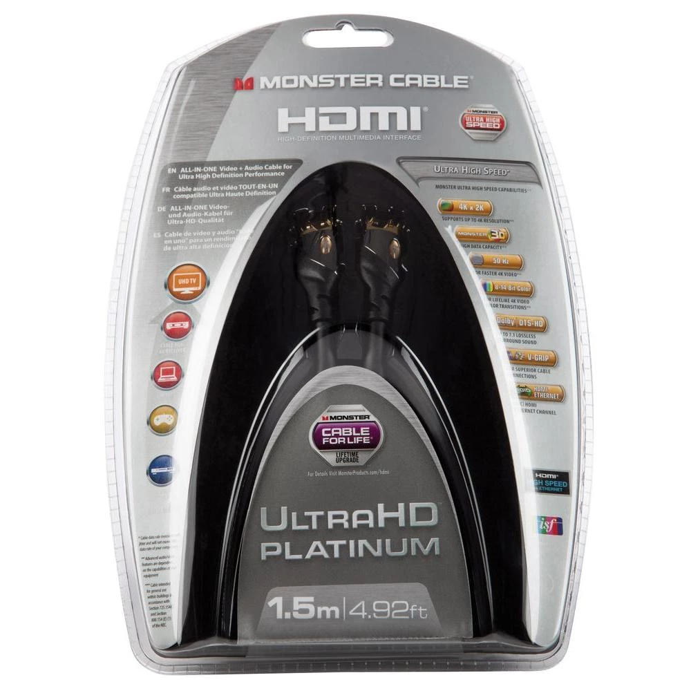 HDMI priključni kabel [1x HDMI utikač 1x HDMI utikač] Monster 3 m crna slika