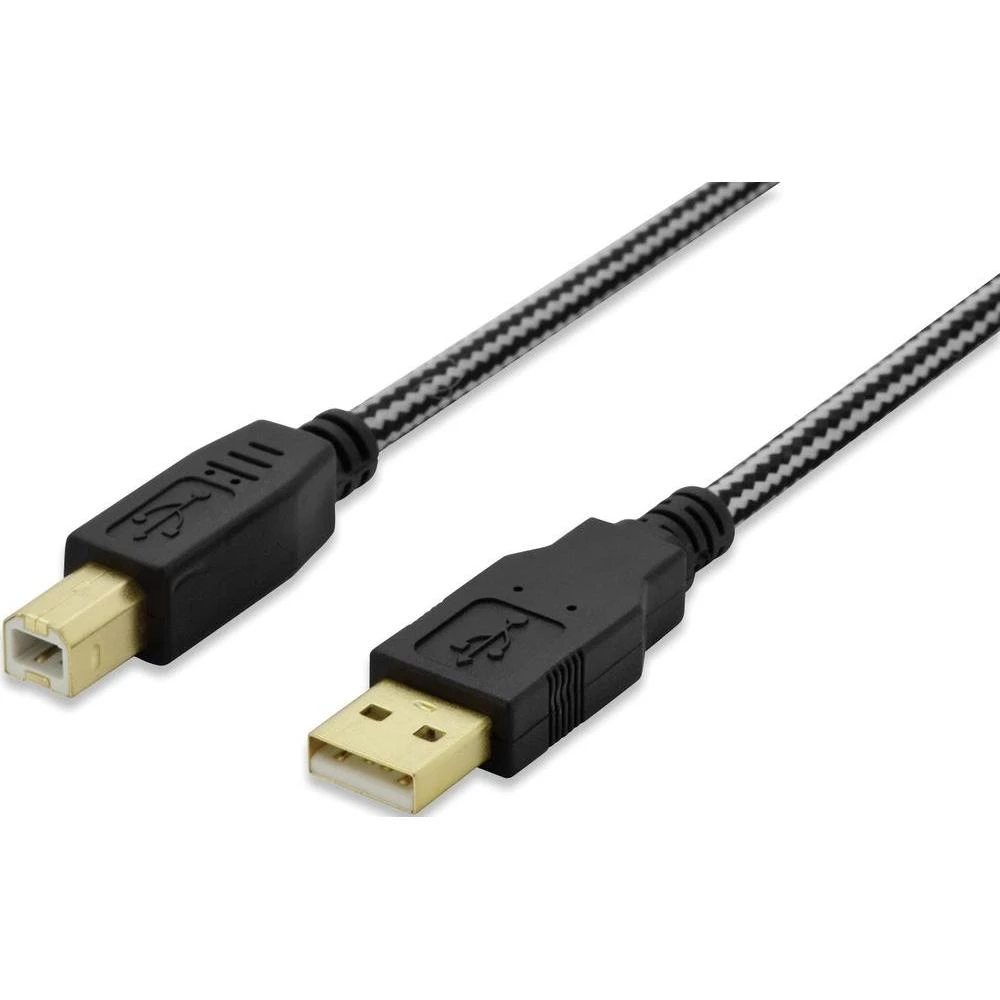 USB 2.0 priključni kabel [1x USB 2.0 utikač A - 1x USB 2.0 utikač B] ednet 3 m crna pozlaćeni utični kontakti, UL certificiran slika