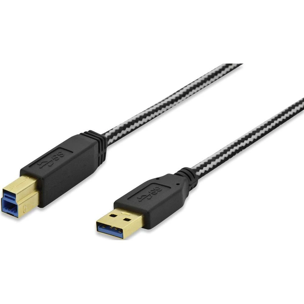 USB 3.0 priključni kabel [1x USB 3.0 utikač A - 1x USB 3.0 utikač B] ednet 1.80 m crna pozlaćeni utični kontakti, UL certificira slika